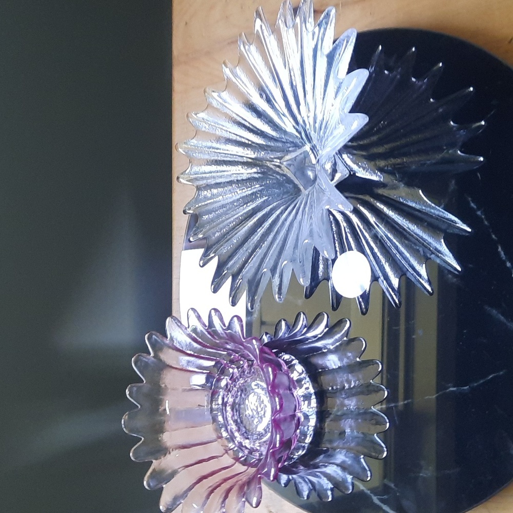 a Pair of 2 different Flower Petal Servers/Candy Dishes